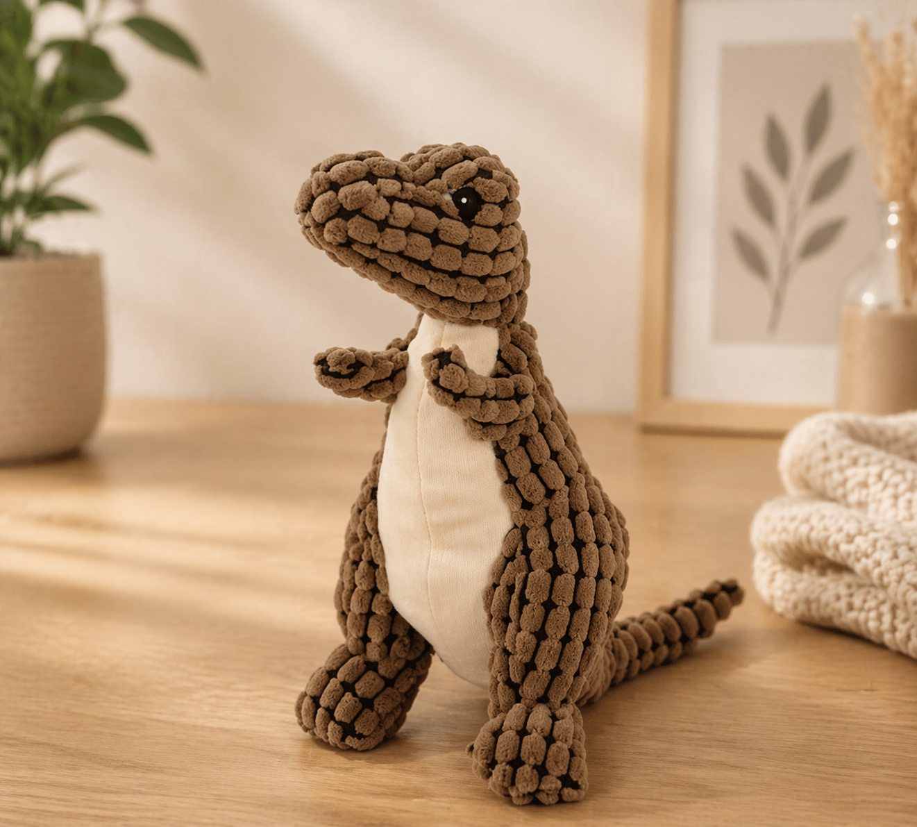 Durable Squeaky Dinosaur Dog Toy – Plush & Tough