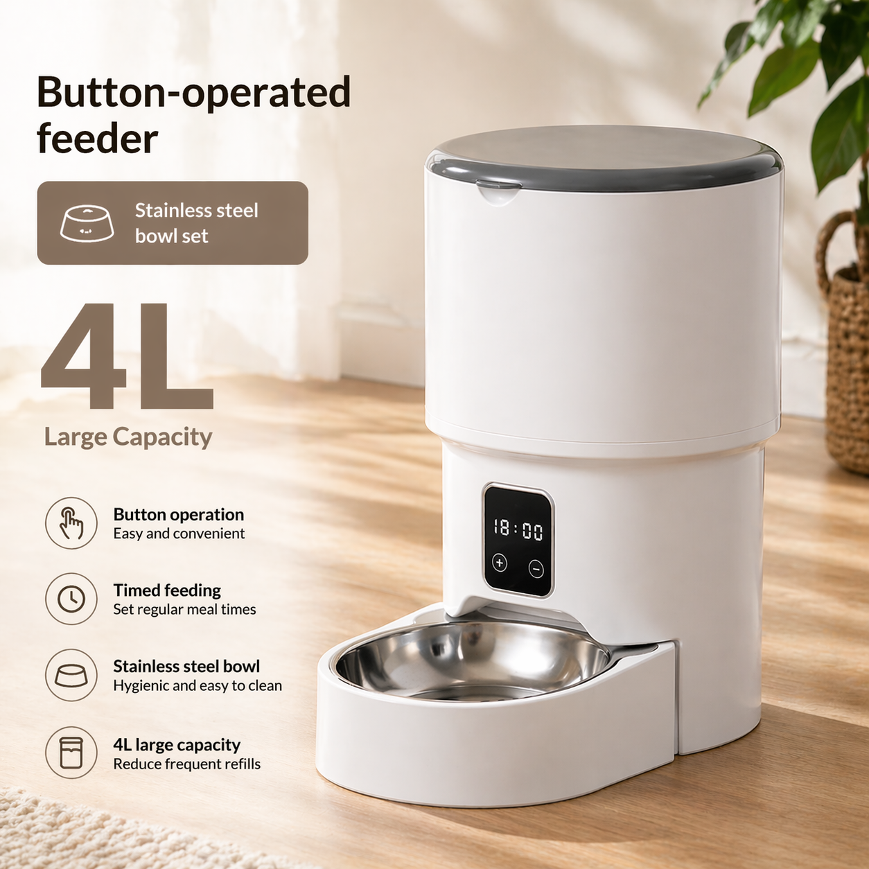 Smart WiFi Pet Feeder – App-Controlled, Automatic & Timed Feeding