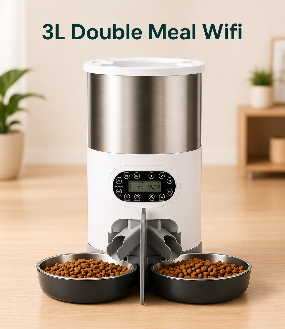 Distributeur automatique intelligent pour animaux – Alimentation de précision à double gamelle