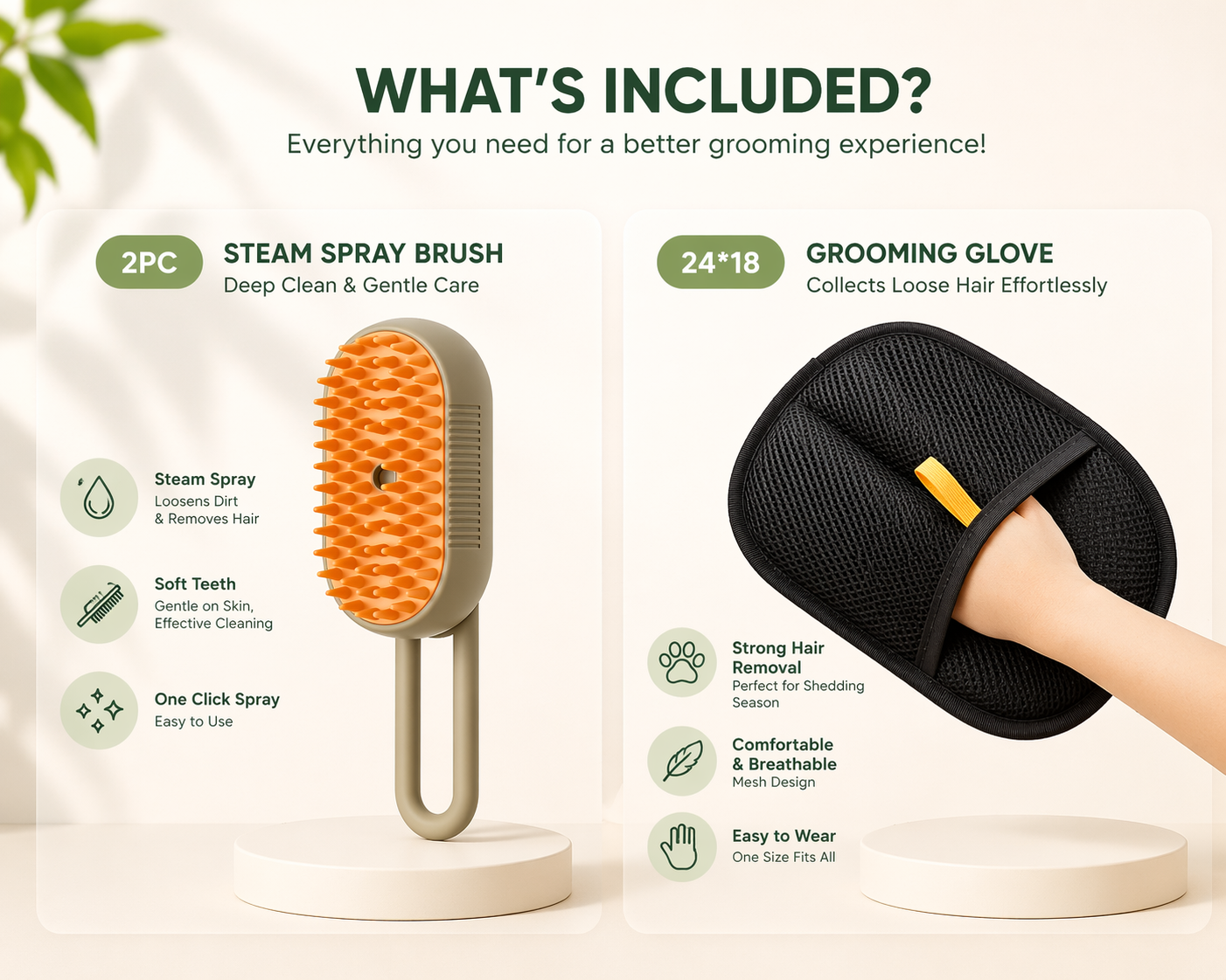 3-in-1 Steam Pet Grooming Brush | Cat & Dog Hair Remover