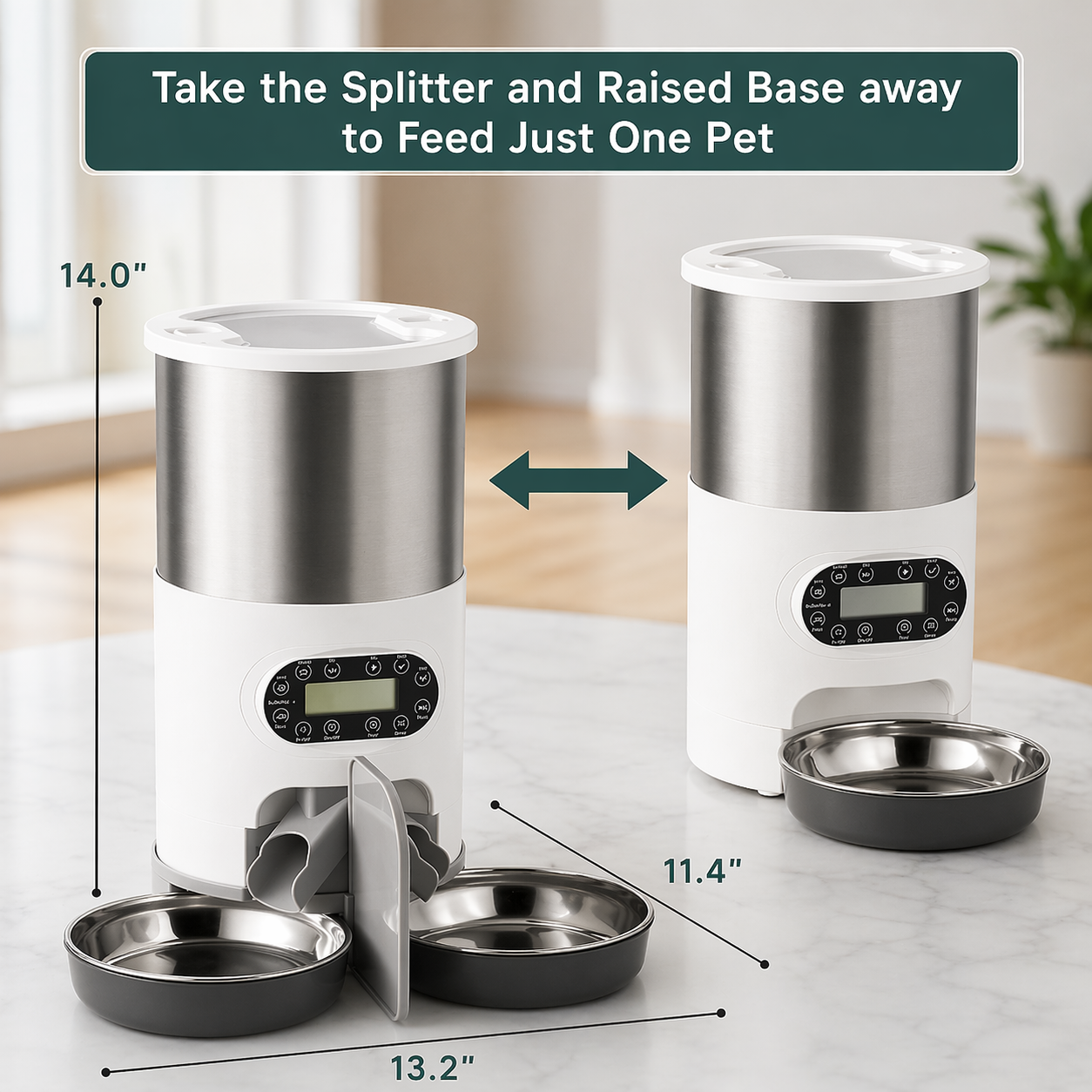 Distributeur automatique intelligent pour animaux – Alimentation de précision à double gamelle