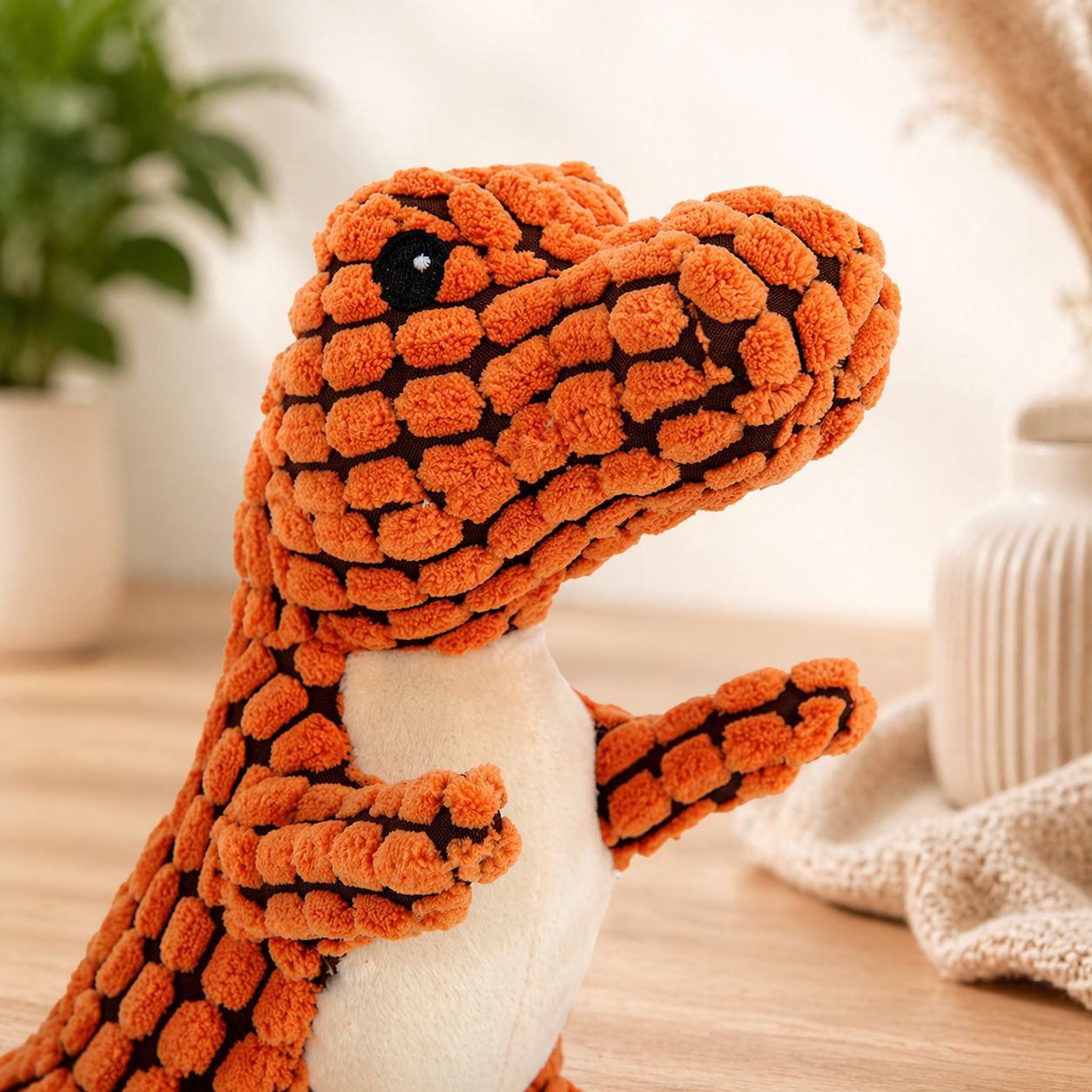 Durable Squeaky Dinosaur Dog Toy – Plush & Tough
