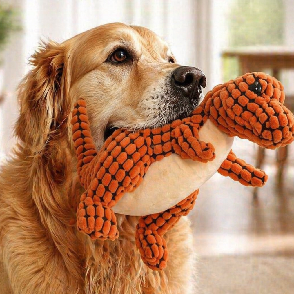 Durable Squeaky Dinosaur Dog Toy – Plush & Tough