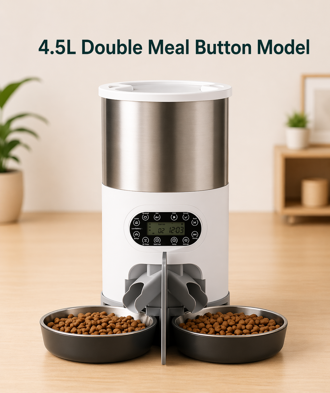 Distributeur automatique intelligent pour animaux – Alimentation de précision à double gamelle