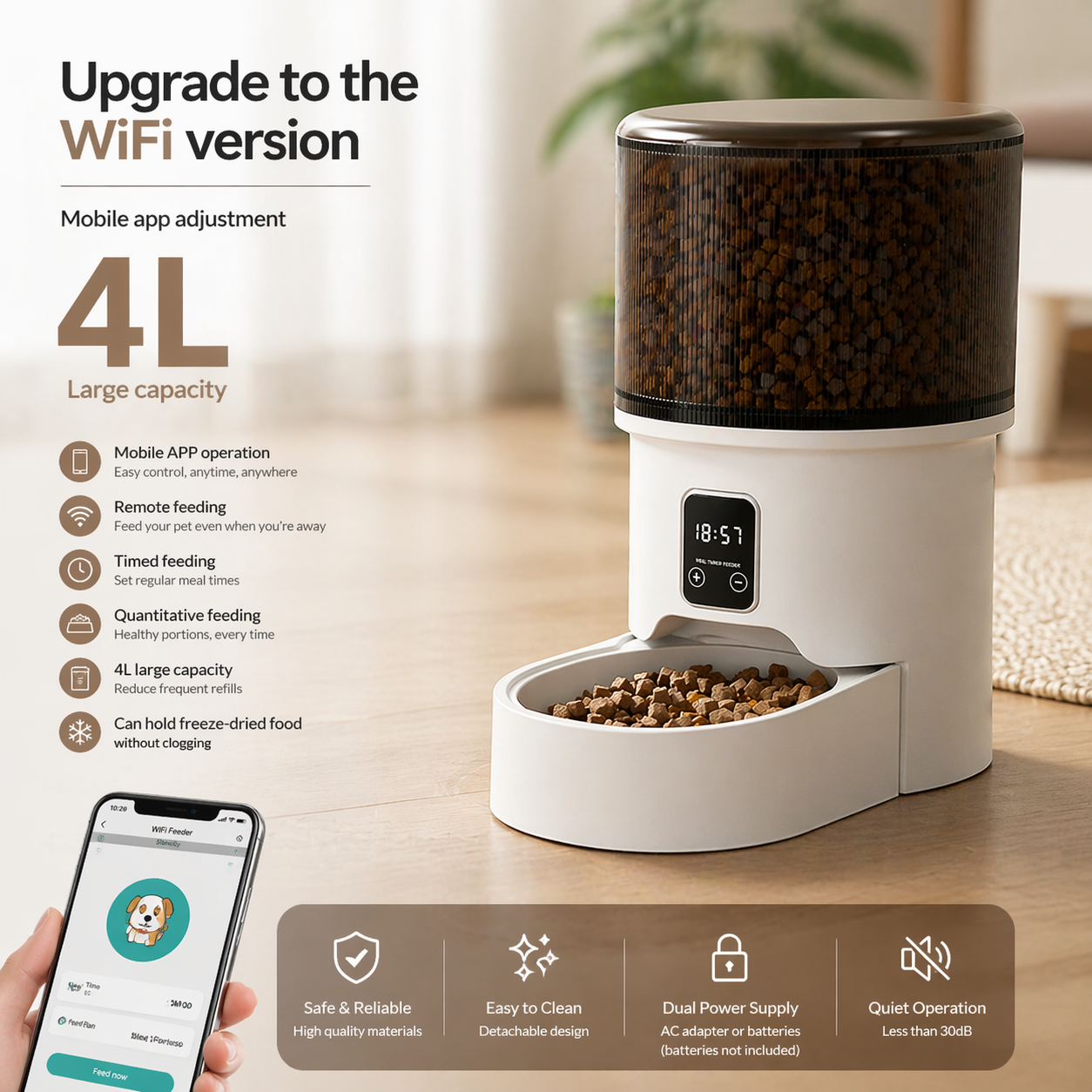 Smart WiFi Pet Feeder – App-Controlled, Automatic & Timed Feeding