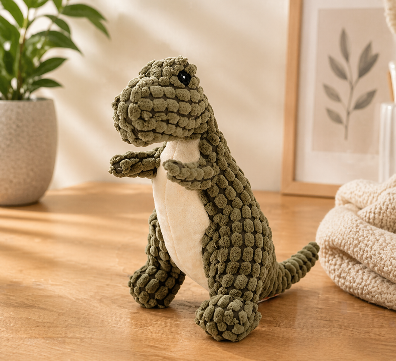 Durable Squeaky Dinosaur Dog Toy – Plush & Tough